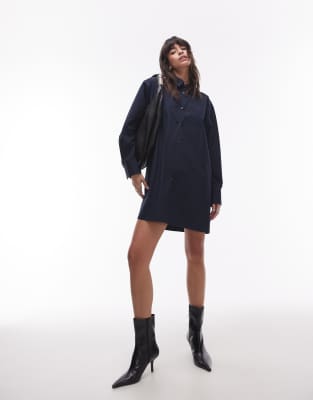 arket mini shirt dress in navy