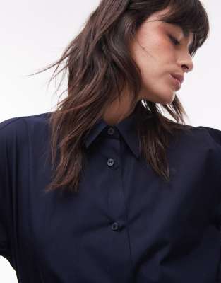 arket mini shirt dress in navy