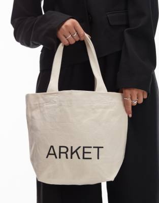 ARKET - Mini tote bag en toile - Blanc cassé