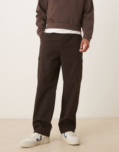 ARKET minimal cargo trousers in brown - view 1
