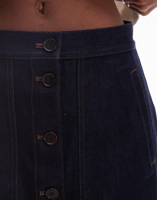 ARKET minimal denim mini skirt in rinse wash indigo blue, 4 of 5