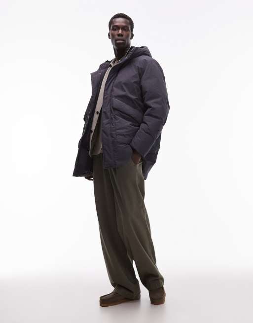 ARKET minimal down hooded padded jacket in navy, 2 of 5