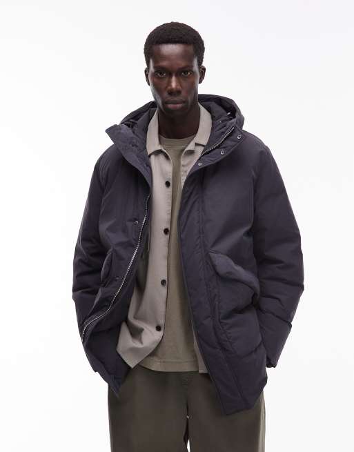ARKET minimal down padded long length  jacket in navy