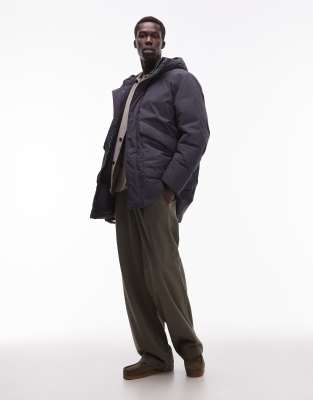 Arket Minimal Down Padded Long Length Jacket In Blue