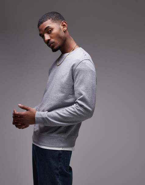 ARKET minimal jersey sweatshirt with crew neck in gray - view 1