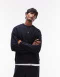 [Arket] ARKET minimal jersey sweatshirt with crew neck in navy-Blue S BLUE