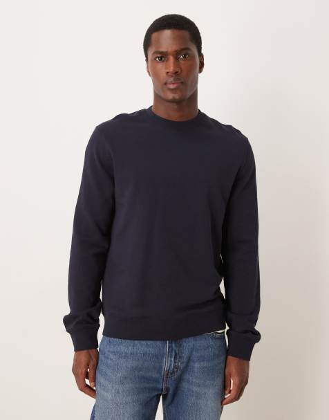 ARKET - Minimal sweatshirt van jersey met ronde hals in marineblauw - view 1