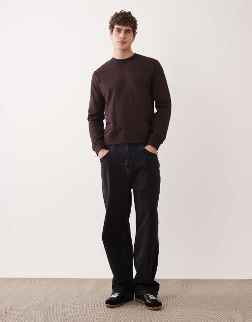 ARKET - Minimalistisch sweatshirt van jersey met ronde hals in bruin, 2 van 5