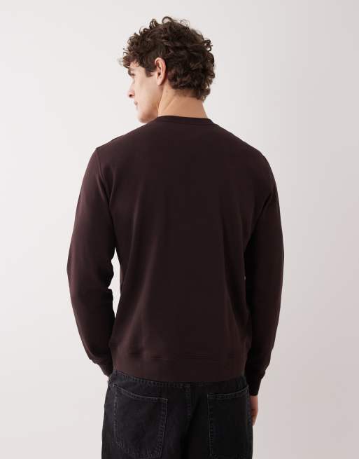 ARKET - Minimalistisch sweatshirt van jersey met ronde hals in bruin, 3 van 5
