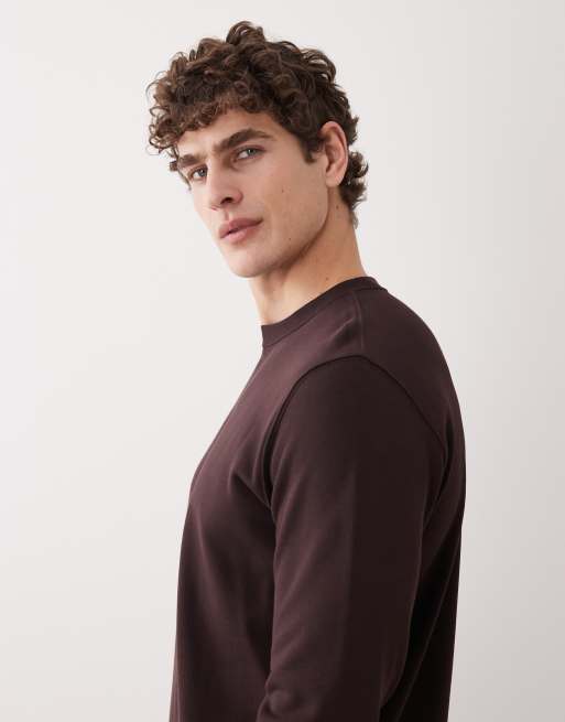 ARKET - Minimalistisch sweatshirt van jersey met ronde hals in bruin, 4 van 5