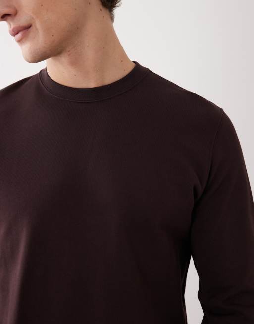 ARKET - Minimalistisch sweatshirt van jersey met ronde hals in bruin, 5 van 5