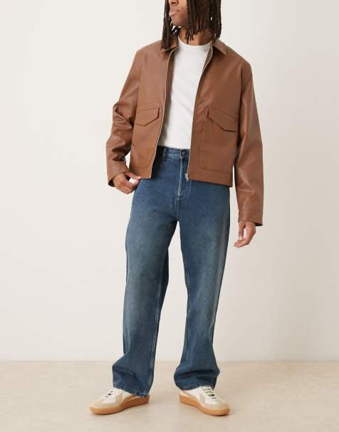ARKET - Mist - Baggy jeans met wijde pijpen en lage taille in blauw met groene gloed en wassing - view 1