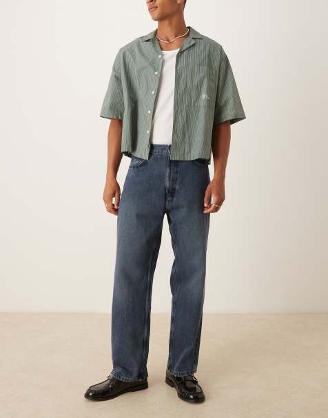 ARKET - Mist - Gråblå jeans med lav talje og vide ben i poset pasform - view 1