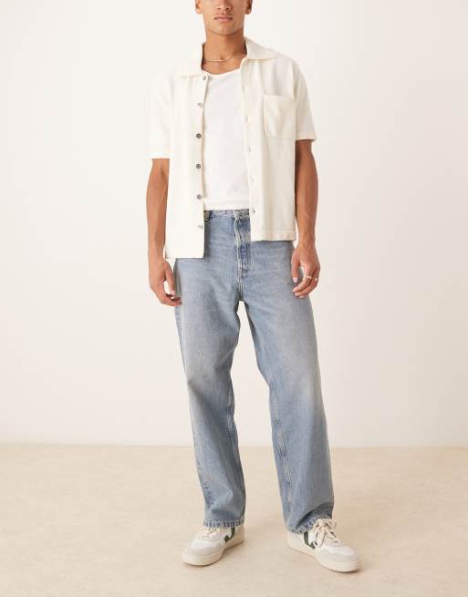 ARKET - Mist - Jean baggy large à taille basse - Bleu délavé effet vieilli