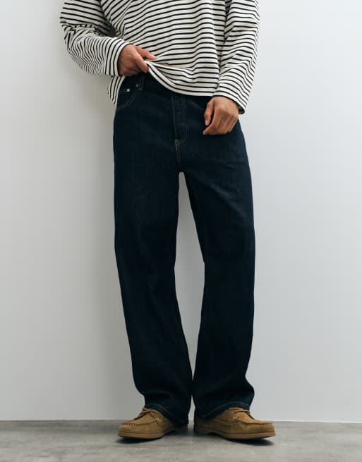 ARKET Mist lavtaljede baggy jeans med brede ben i mørkeblå, 3 af 5