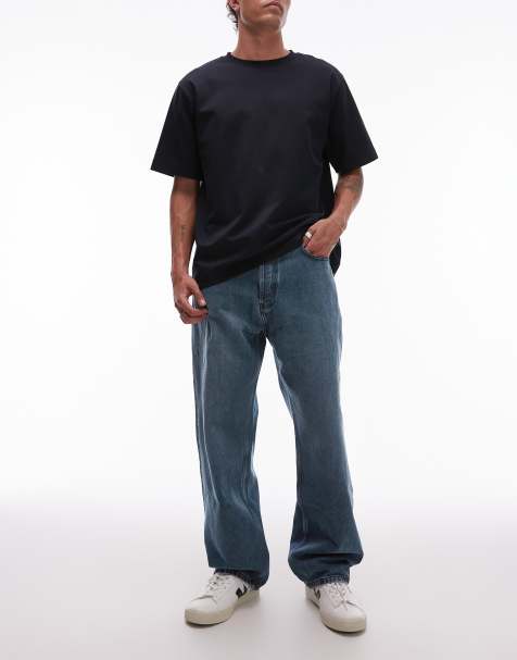 ARKET Mist low rise baggy wide leg jeans in gray blue - view 1
