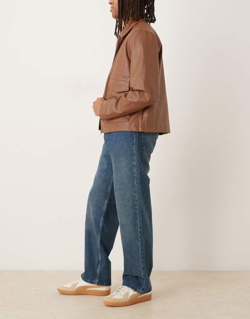 ARKET Mist low rise baggy wide leg jeans in green cast blue wash, 3 of 5