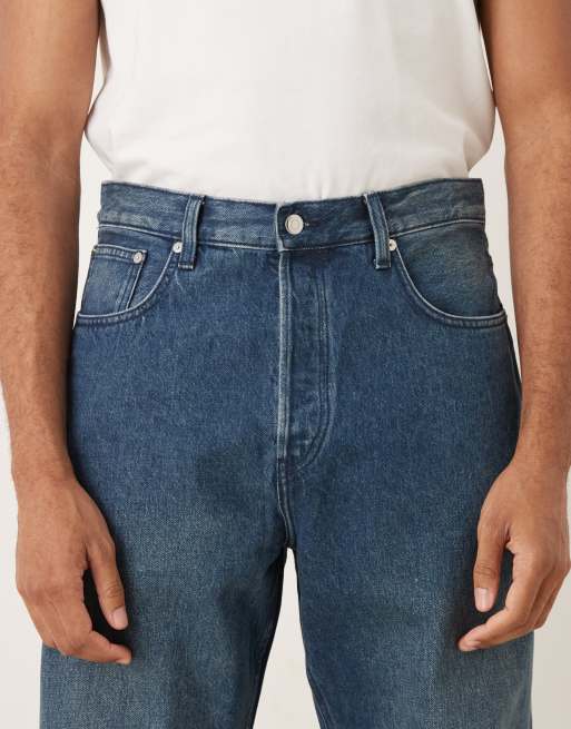 ARKET Mist low rise baggy wide leg jeans in green cast blue wash, 5 of 5