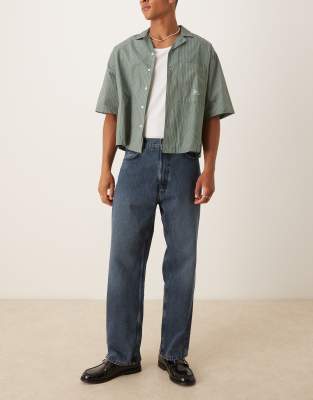 ARKET Mist low rise baggy wide leg jeans in grey blue - view 1