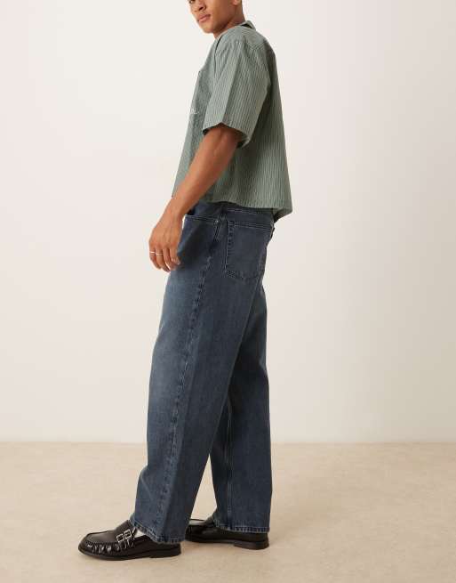 ARKET Mist low rise baggy wide leg jeans in grey blue, 3 of 5
