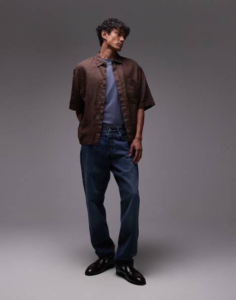 ARKET Mist low rise baggy wide leg jeans in light aged wash blue - view 1