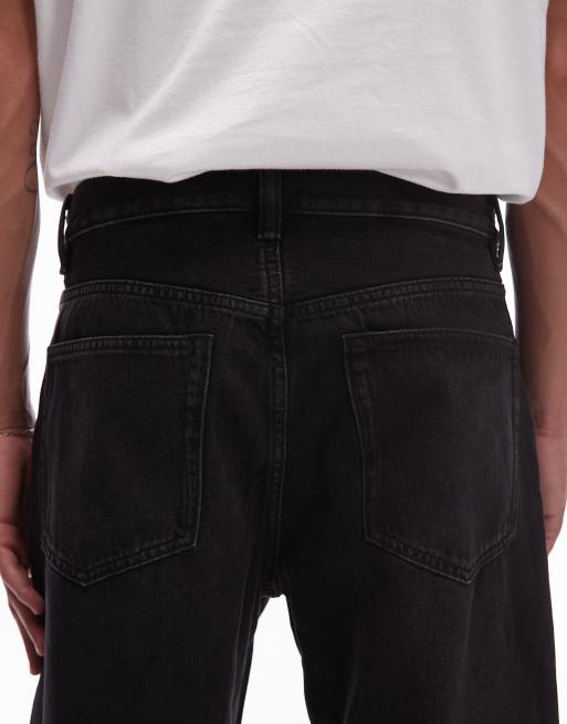 ARKET Mist low rise baggy wide leg jeans in washed black, 4 of 5