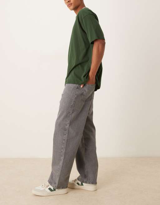 ARKET Mist low rise baggy wide leg jeans in washed grey, 3 of 5