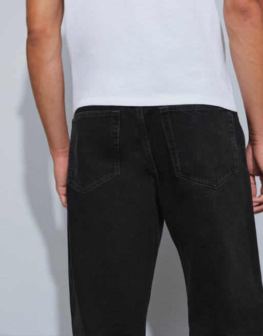 ARKET Mist low rise baggy wide leg jeans in zwart, 4 van 5