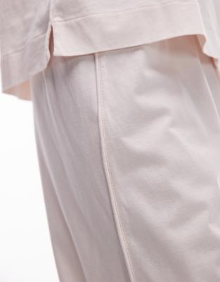 Arket Mix And Match Cotton Pajama Pants With White Contrast Piping In Neutral