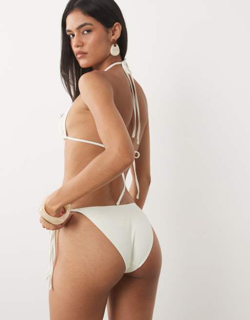 ARKET Mix and Match gebundene Bikinihose mit Perlen in Weiß, 2 von 4