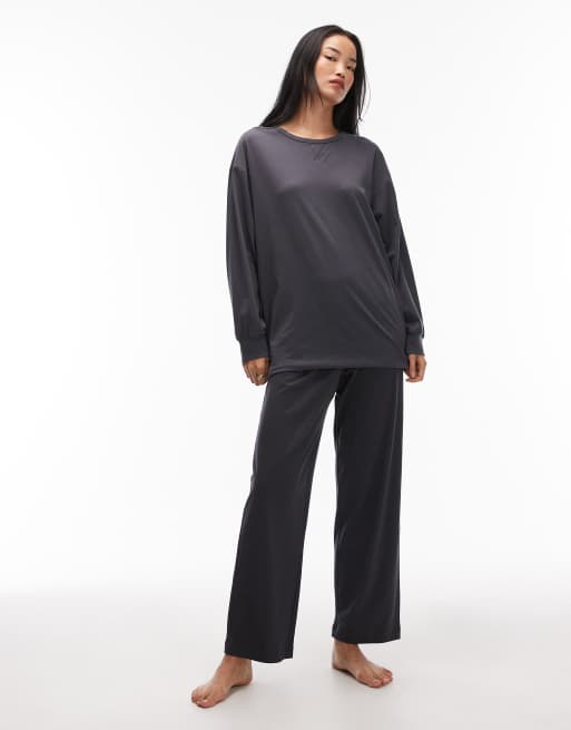 ARKET - Mix and Match - Haut de pyjama confort à manches longues en coton doux - Bleu foncé, 4 de 4