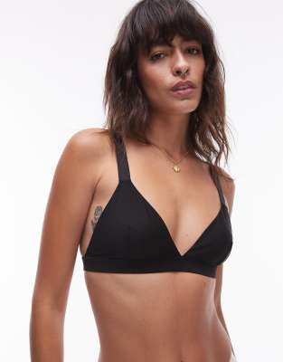 Arket Mix And Match Microfiber Soft Triangle Bra In Black