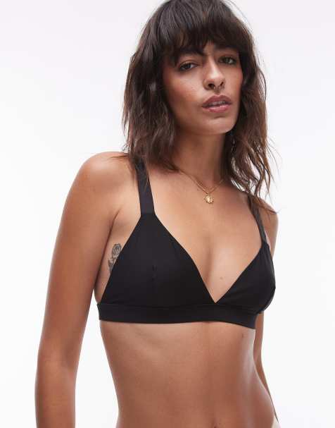 ARKET Mix and Match microfibre soft triangle bra in black - view 1