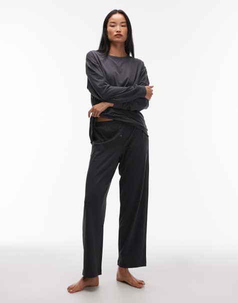 ARKET mix and match pure cotton lounge soft pajama bottoms in dark blue - view 1