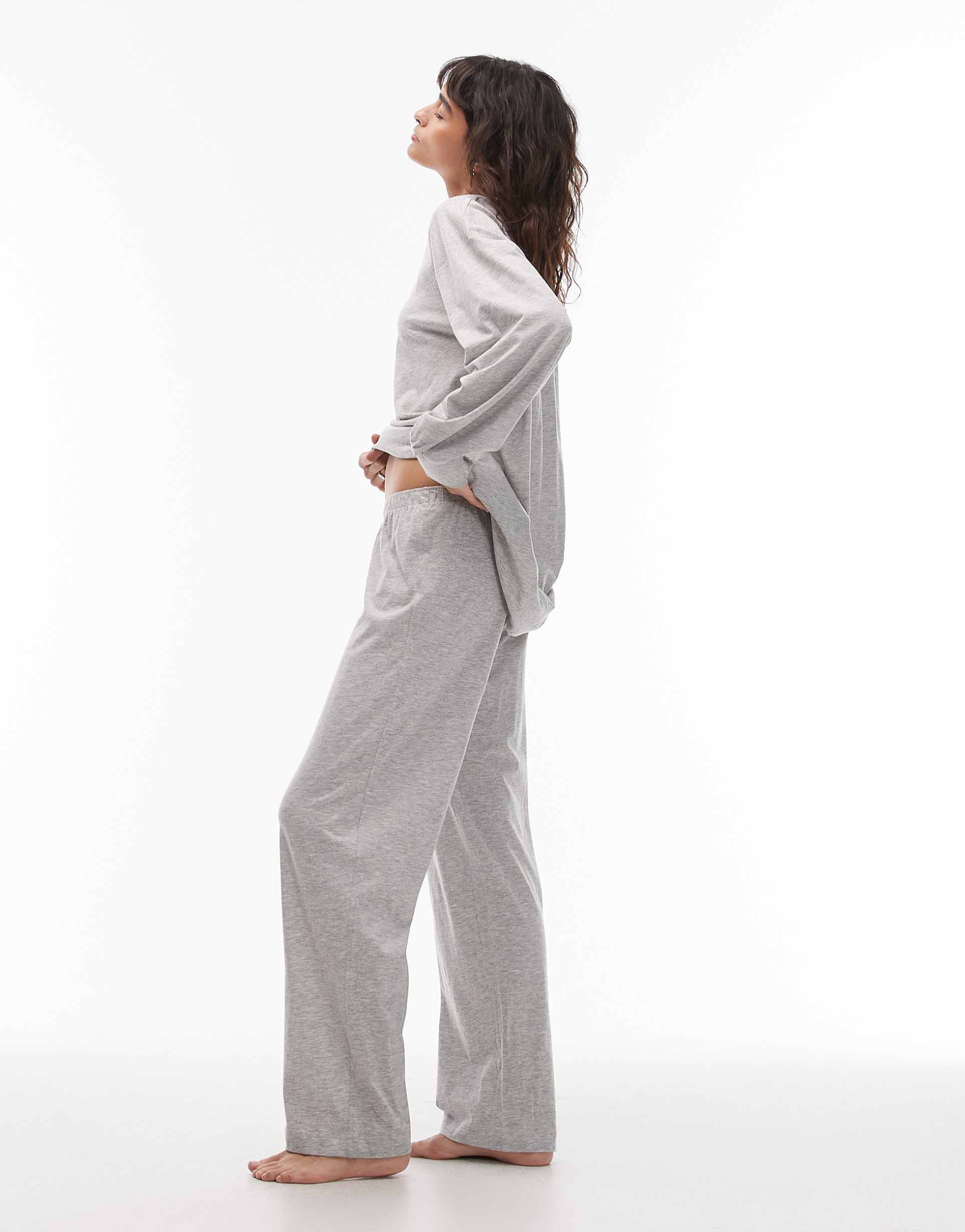 arket mix and match pure cotton lounge soft pajama bottoms in heather gray