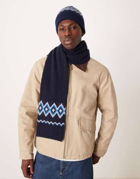 ARKET mix and match pure fairisle wool beanie in navy - view 1