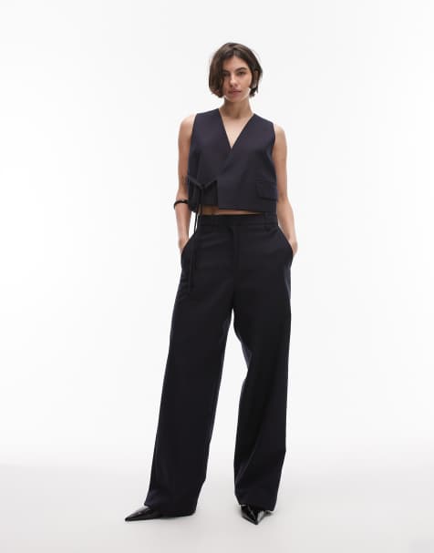 ARKET mix and match pure wool waistcoat and tailored trousers in navy - view 1