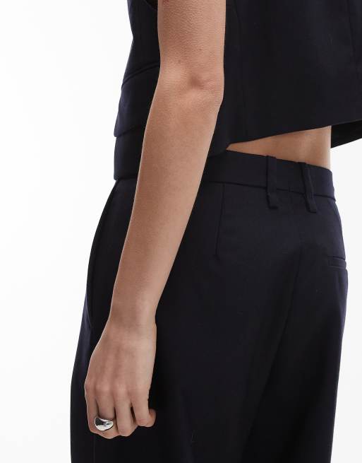 ARKET Mix and Match pure wool wide leg tailored pants in navy blue
