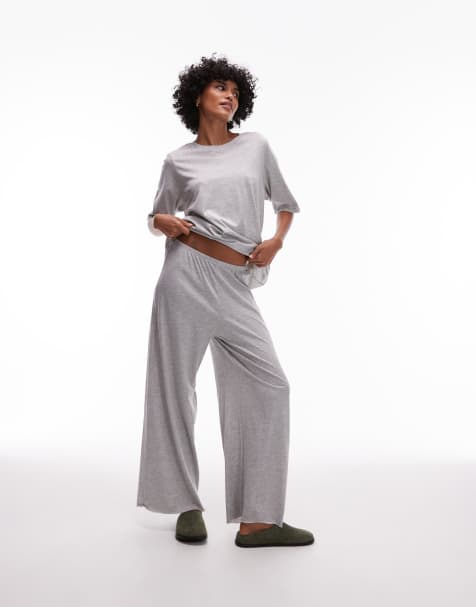 ARKET - Mix and Match - Set pigiama con T-shirt e pantaloni in cotone grigio mélange - view 1