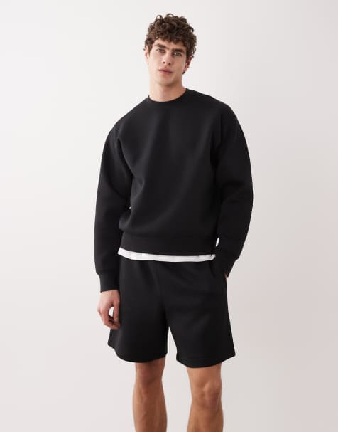 ARKET mix and match shorts in scuba-style fabric in black - view 1
