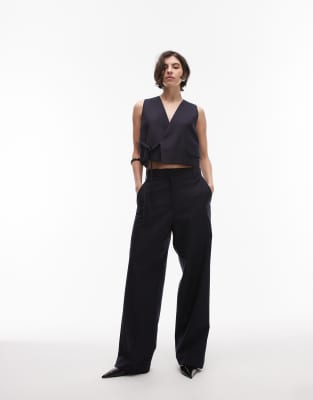 ARKET - Mix and Match - Weite, elegante Hose aus reiner Wolle in Marineblau