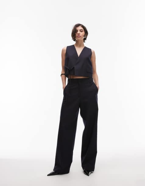 ARKET – Mix and Match – Weite, elegante Hose aus reiner Wolle in Marineblau - view 1