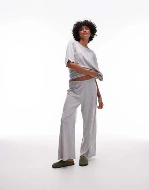 ARKET - Mix en match - Katoenen pyjamabroek in gemêleerd grijs - view 1