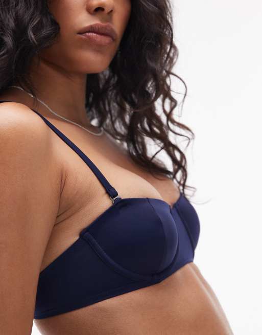 ARKET mix & match bandeau style bikini top in dark blue, 2 of 4