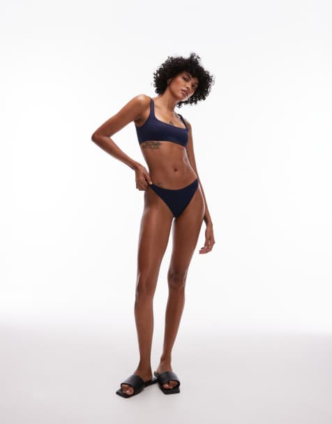 ARKET mix & match bikini top and bottoms set in dark blue - view 1