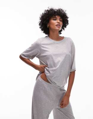 ARKET - Mix & Match - Pyjama-T-Shirt aus Baumwolle in Grau meliert
