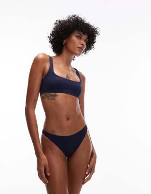 Arket ARKET mix & match sqaure neck bikini top in dark blue-Navy
