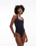 [Arket] ARKET Mix & Match square neck crinkle bubble swimsuit in navy 40 Navy