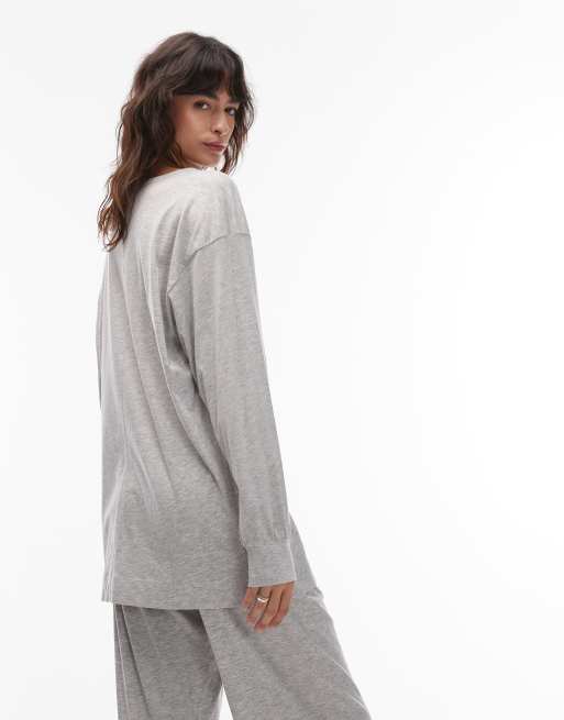 ARKET – Mixa och matcha – Gråmelerad, mjuk pyjamastopp i ren bomull med långa ärmar , 3 av 4