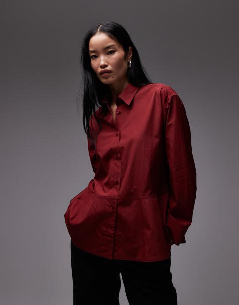 ARKET – Mörkröd skjorta i peplum-modell - view 1